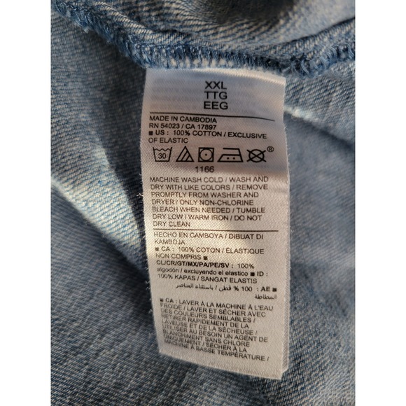 Old Navy XXL Blue Chambray Long Sleeve Tie Neck Smocked Mini Dress Pockets - Picture 7 of 7